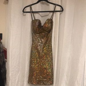 Gold mini dress